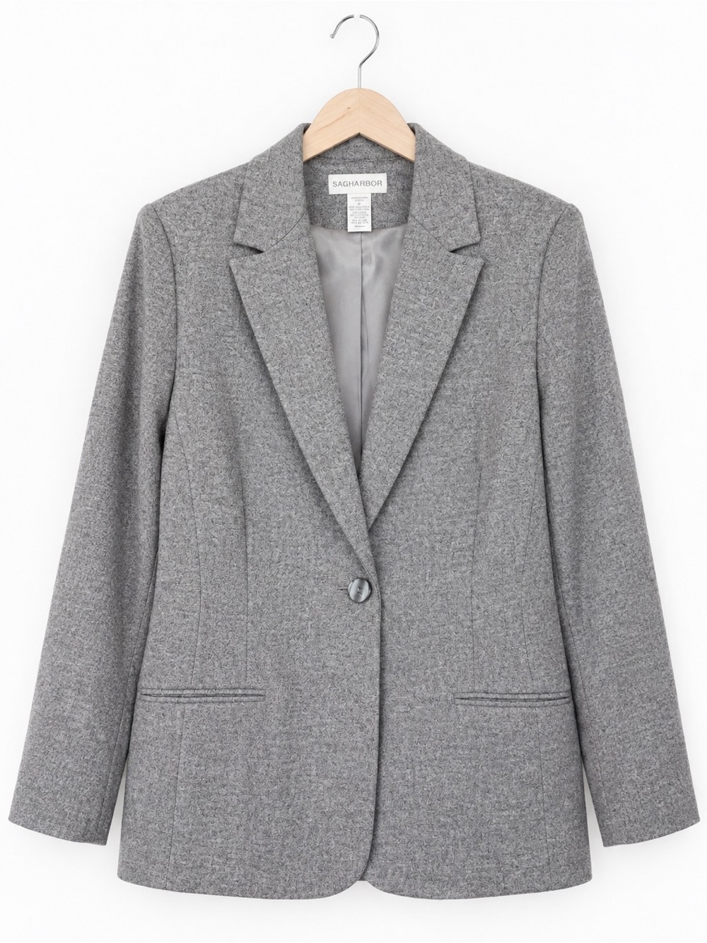 𝑵𝑰𝑪𝑬!! 100% Wool Women’s Heather Gray Sag Harbor Blazer Jacket size 12